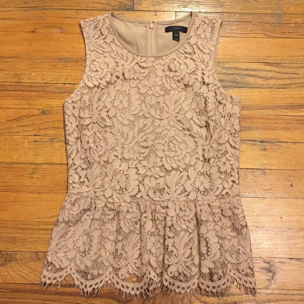 J. Crew Lace Sleeveless Peplum Top